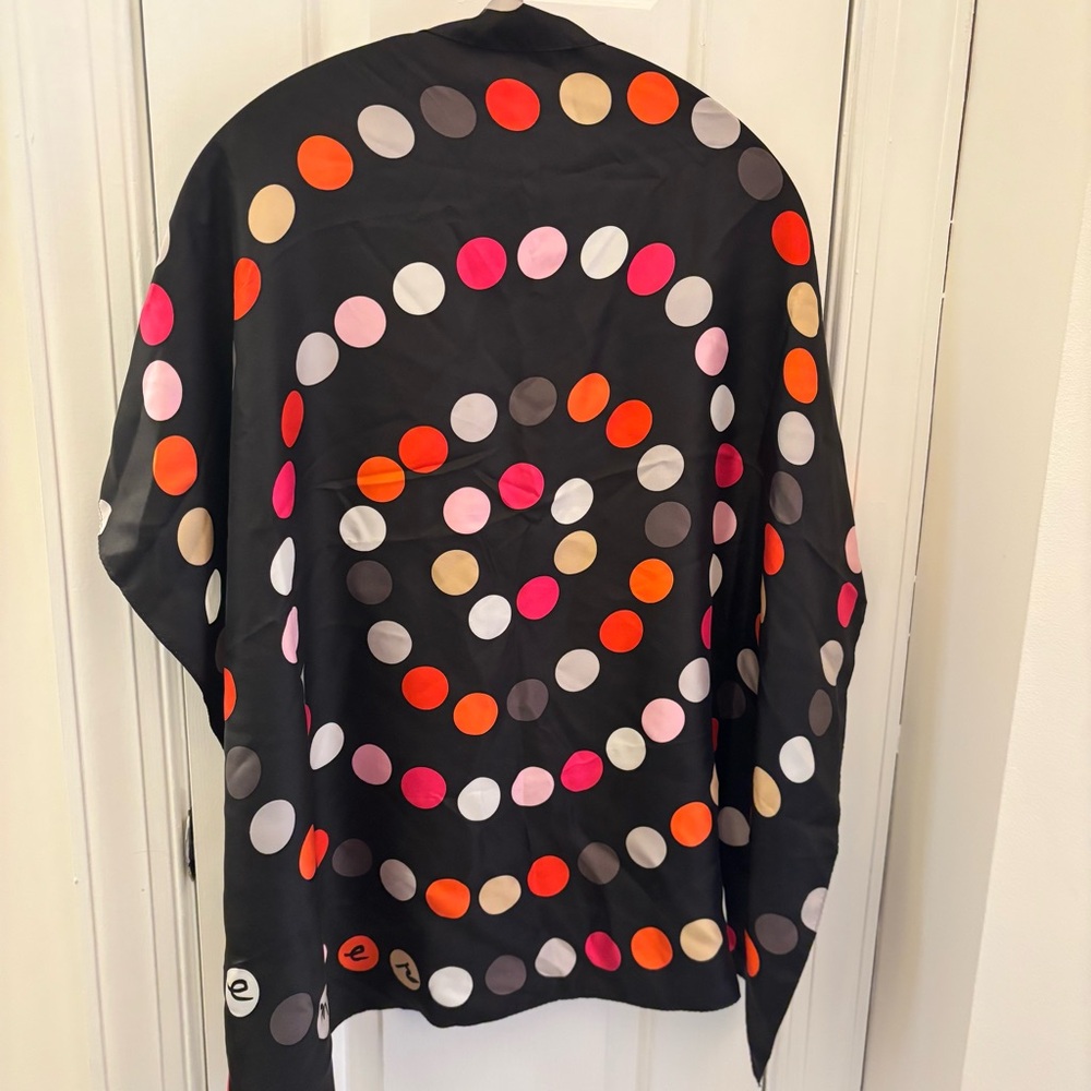 Gene Meyers Authentic Vintage Foulard 100% Silk Polka Dot Patterned Square Scarf - Picture 2 of 5